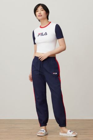 FILA Ilah Windpant Pants Red / White,Womens Clothing | CA.ZFMEAO803